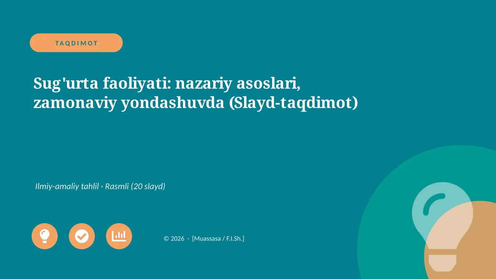 Sug'urta faoliyati: nazariy asoslari, zamonaviy yondashuvda (Slayd-taqdimot)