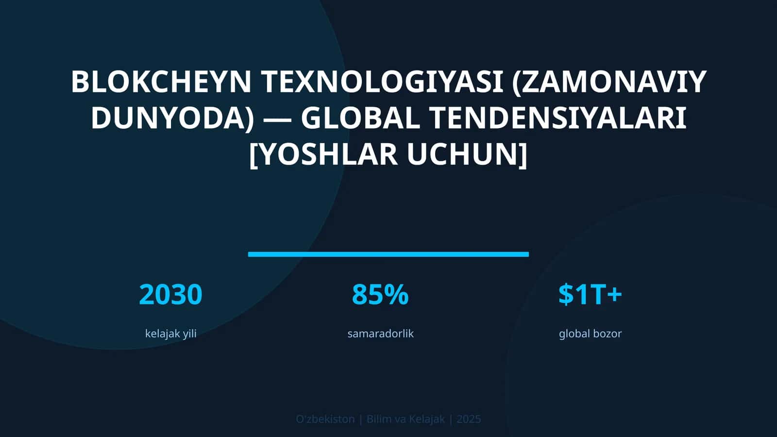 BLOKCHEYN TEXNOLOGIYASI (ZAMONAVIY DUNYODA) — GLOBAL TENDENSIYALARI [YOSHLAR UCHUN]