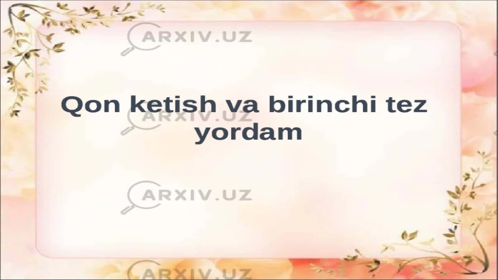 tomirlardan qon ketganda birinchi yordam koʻrsatish