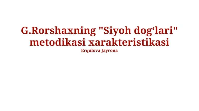 Siyoh dogʻlari metodikasi