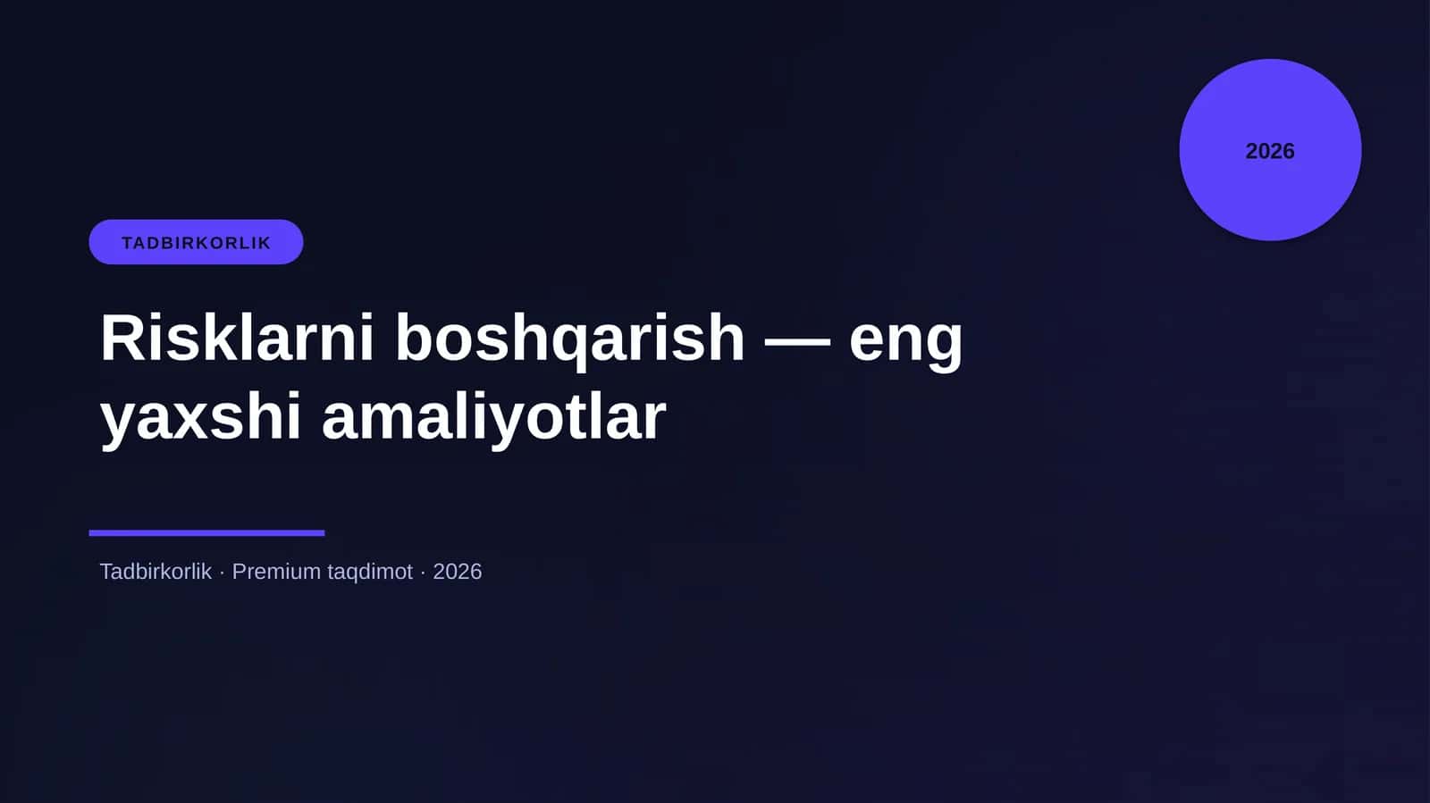 Risklarni boshqarish — eng yaxshi amaliyotlar