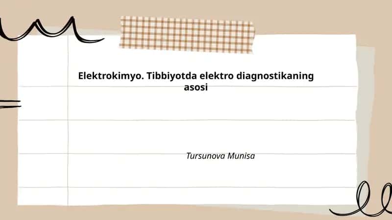 Elektrokimyo. Tibbiyotda elektro diagnostikaning asosi