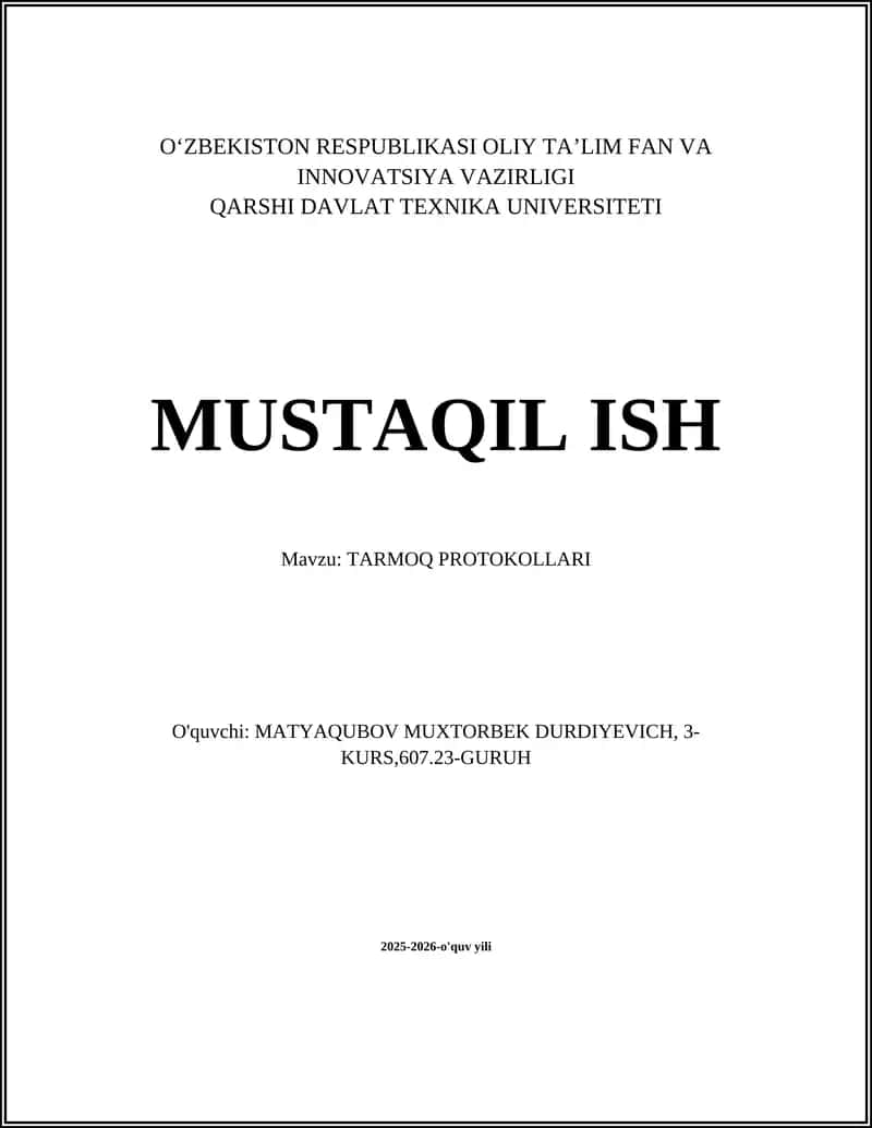 TARMOQ PROTOKOLLARI