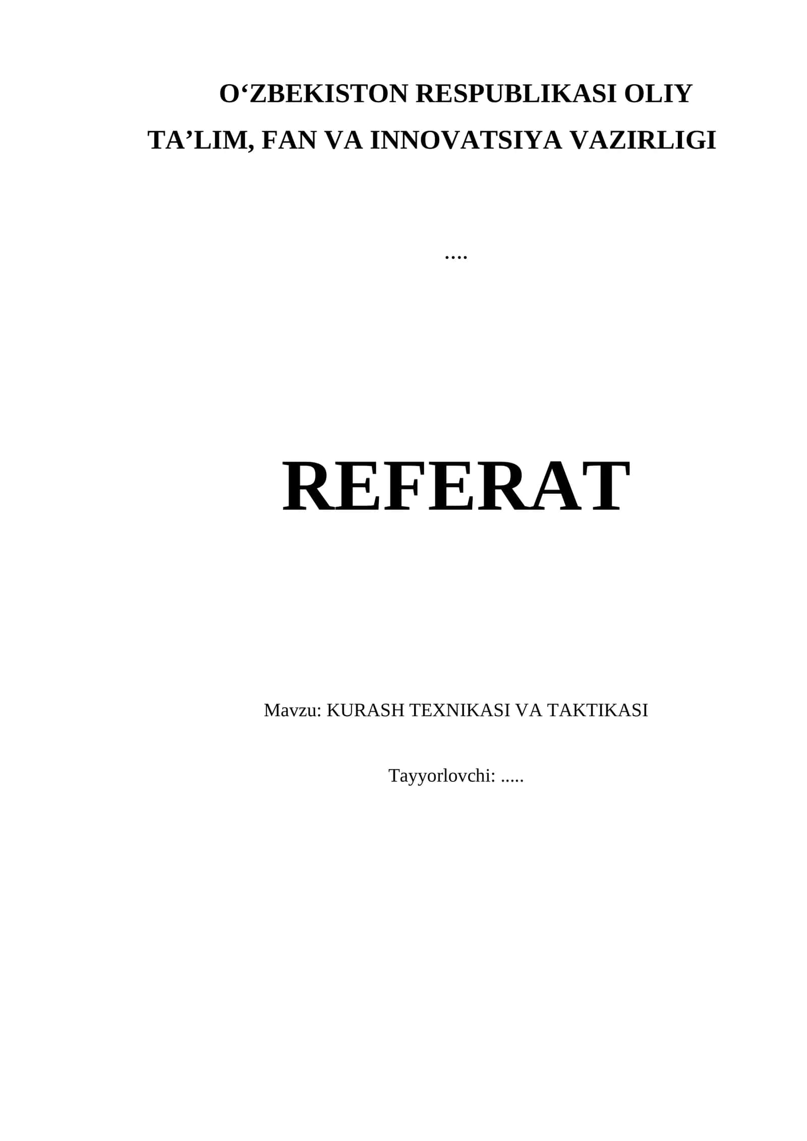 KURASH TEXNIKASI VA TAKTIKASI