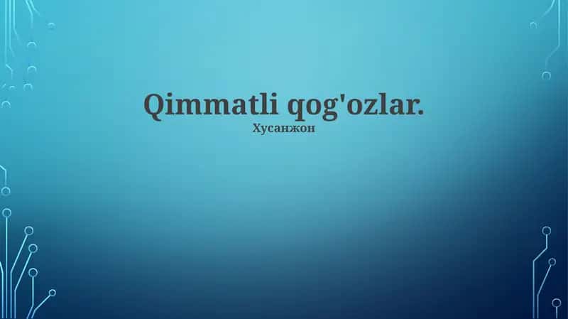 Qimmatli qog'ozlar
