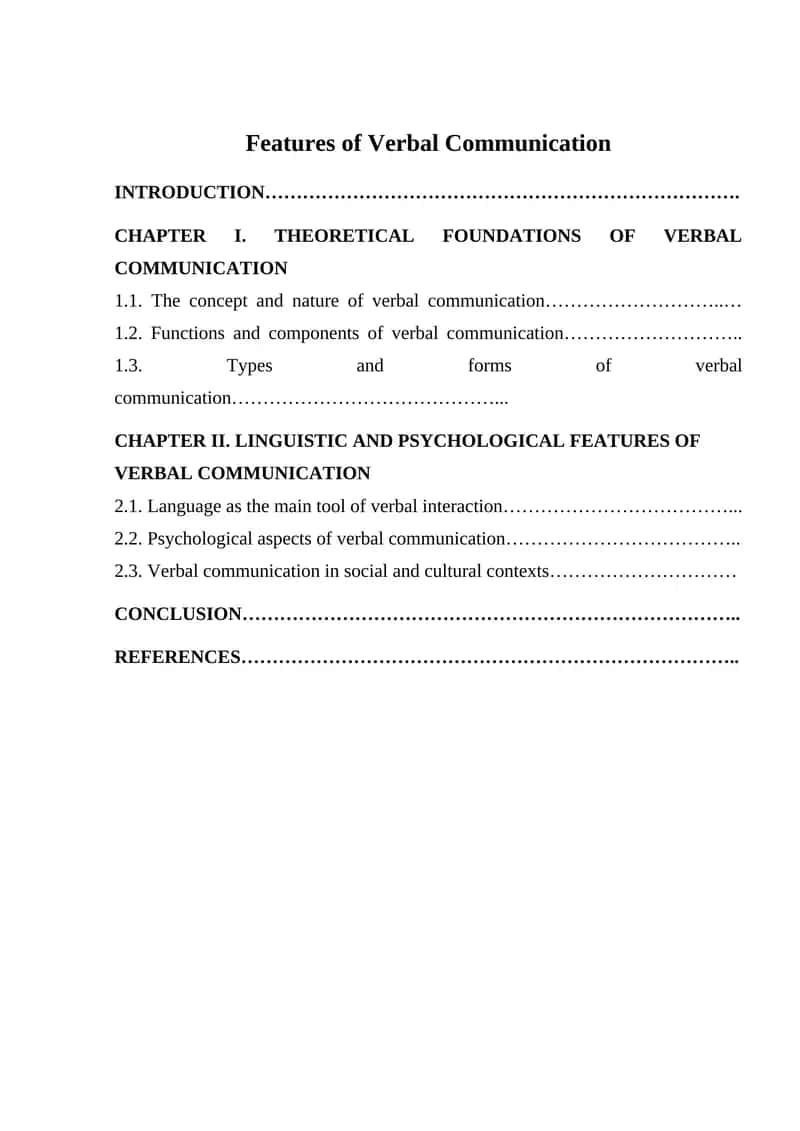 Features of Verbal Communication