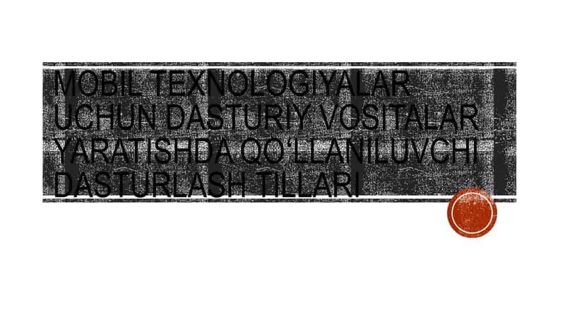 Dasturlashtillar 1