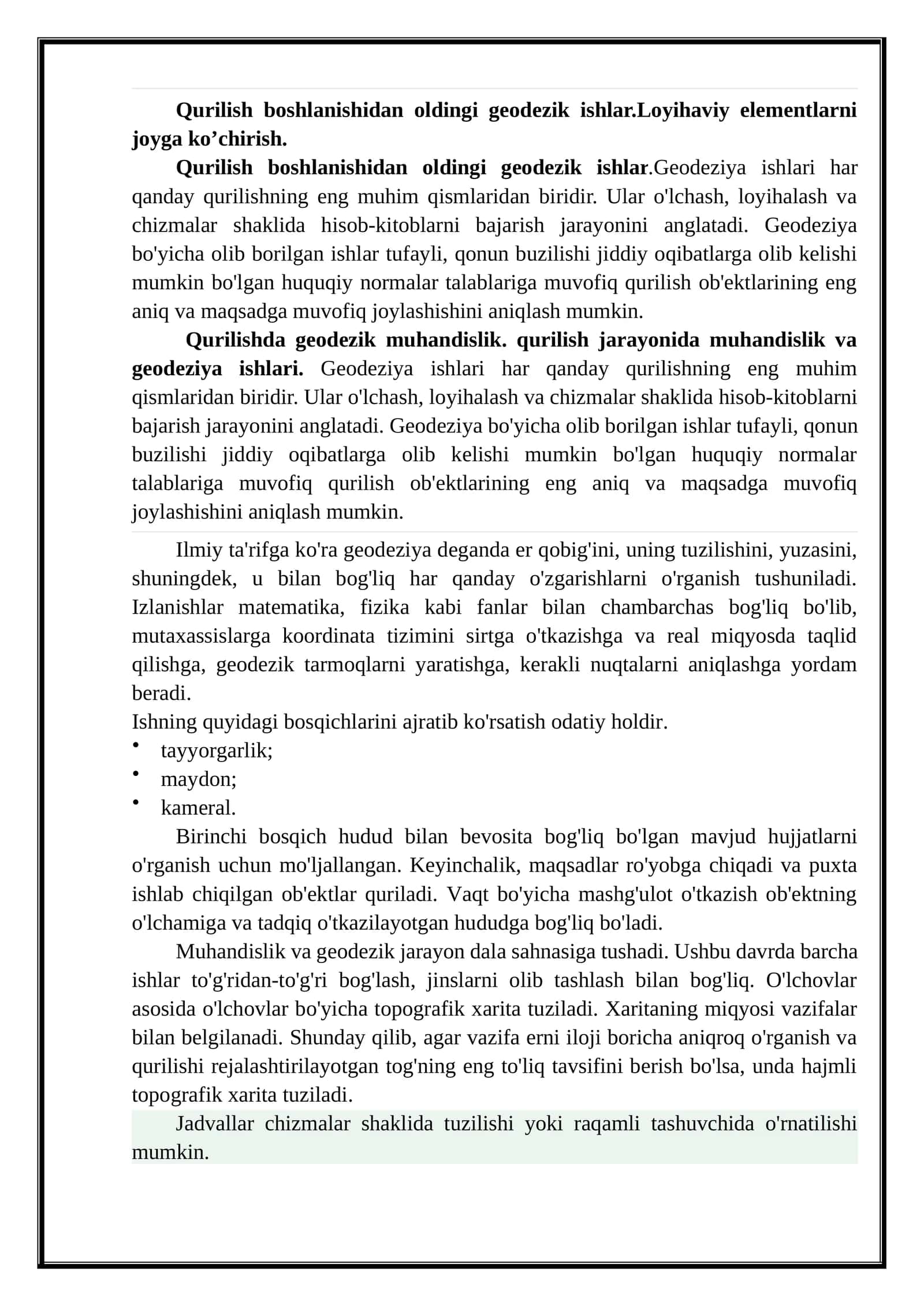 Qurilishda Geodeziya
