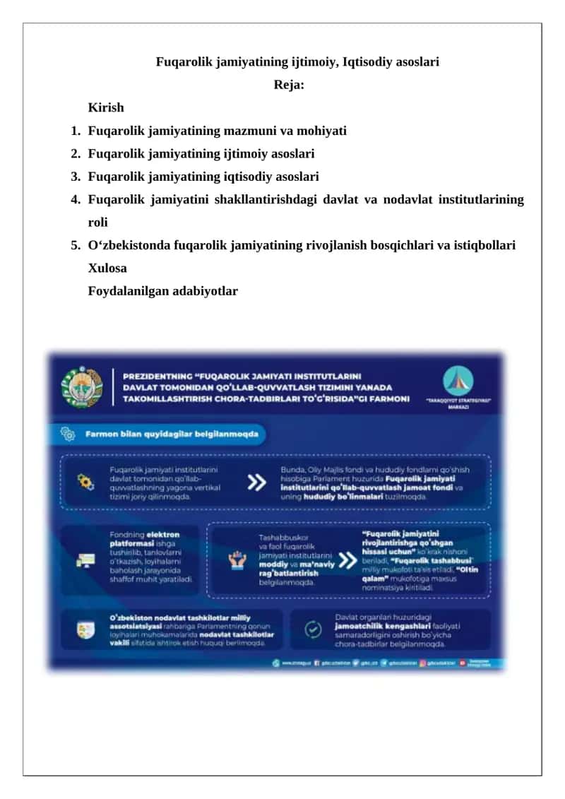 Fuqarolik jamiyatining ijtimoiy, Iqtisodiy asoslari