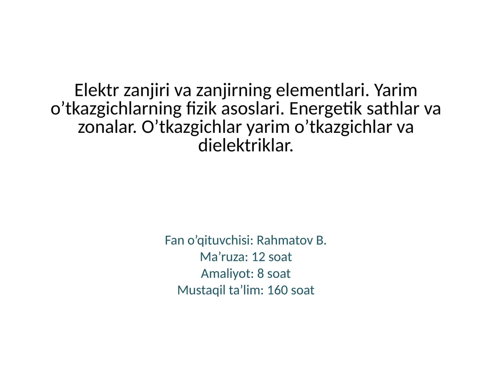 Elektr zanjiri va zanjirning elementlari
