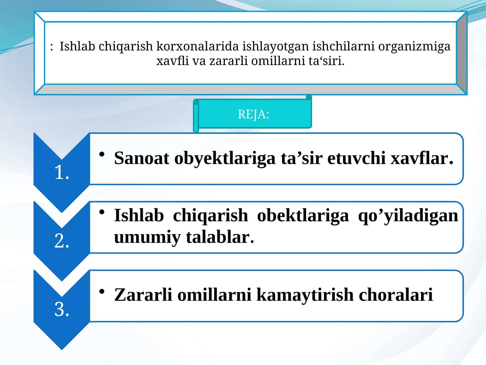 Ishlab chiqarish korxonalaridagi xavfli va zararli omillar
