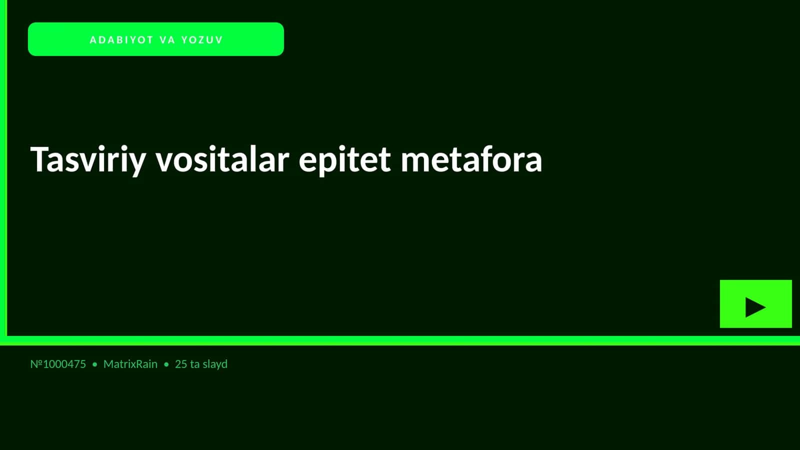 ADABIYOT VA YOZUV Tasviriy vositalar epitet metafora