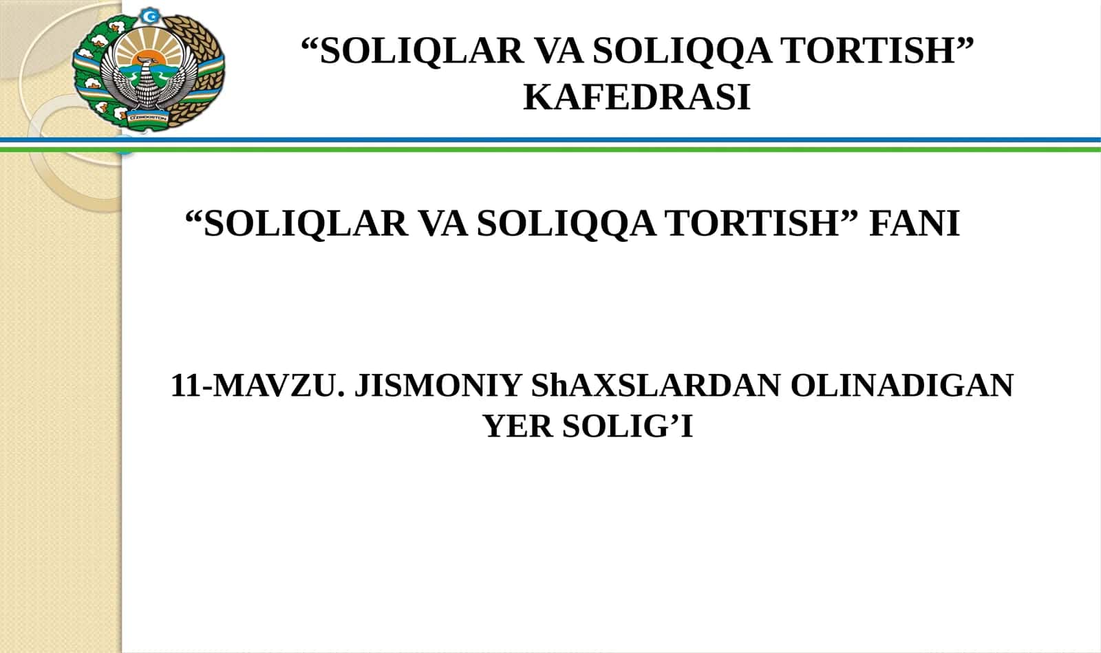 Jismoniy shaxslardan olinadigan yer solig’i
