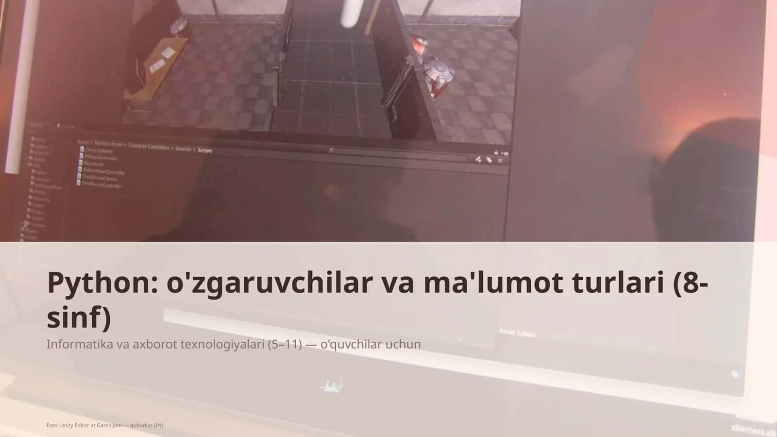Python: o'zgaruvchilar va ma'lumot turlari (8-sinf)
