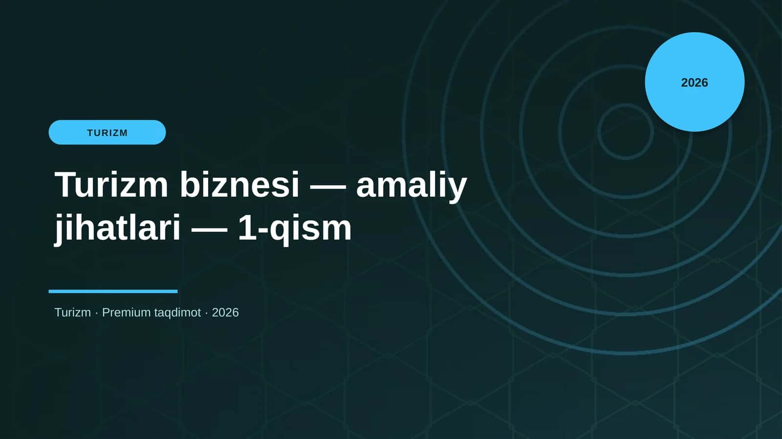 Turizm biznesi — amaliy jihatlari — 1-qism