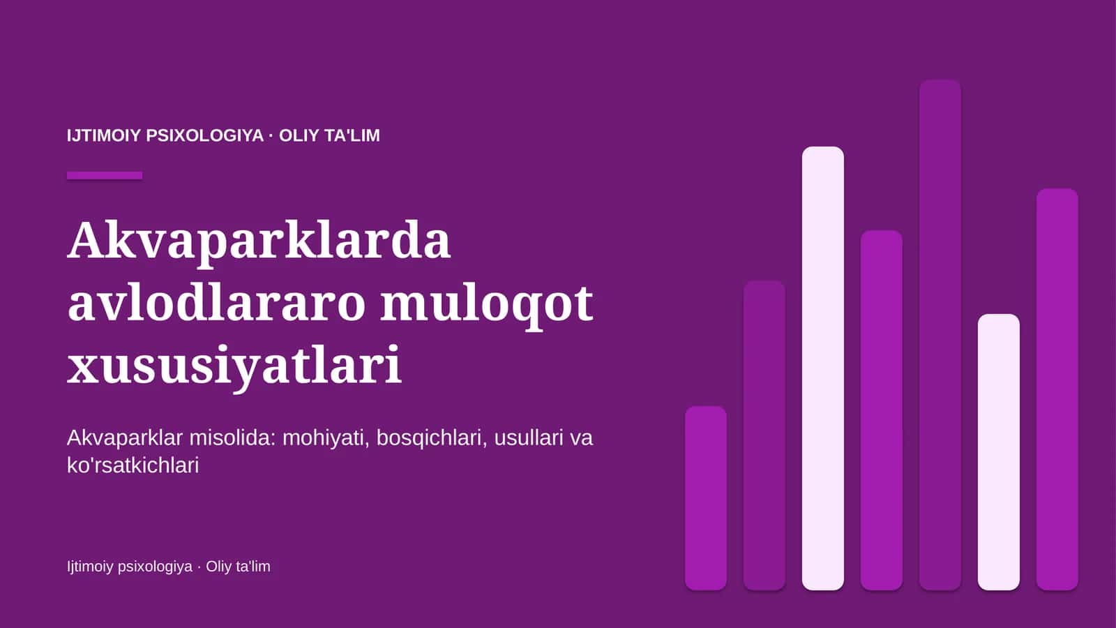 Akvaparklarda avlodlararo muloqot xususiyatlari