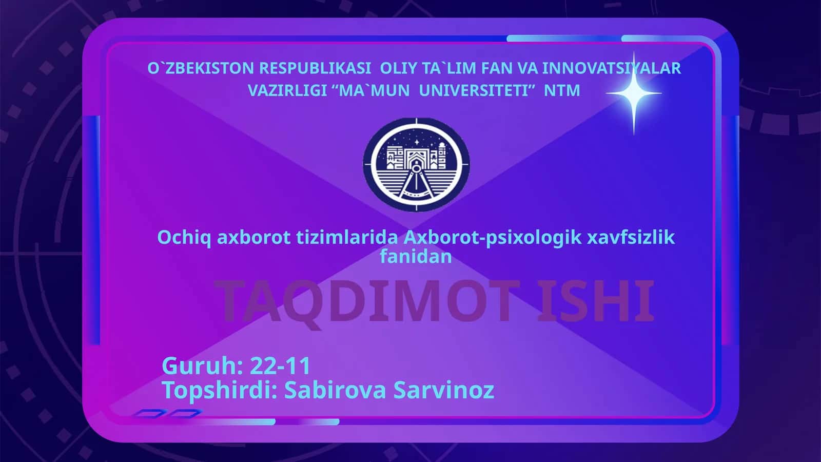 Axborot - psixologik tushunchasi ma’naviy - axloqiy mezon sifatida