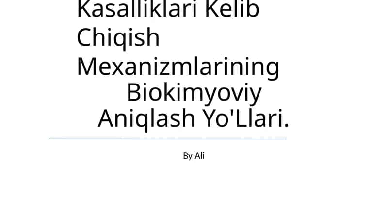Ruhiy Va Asab Tizimi Kasalliklari Kelib Chiqish Mexanizmlarining Biokimyoviy Aniqlash Yo'Llari