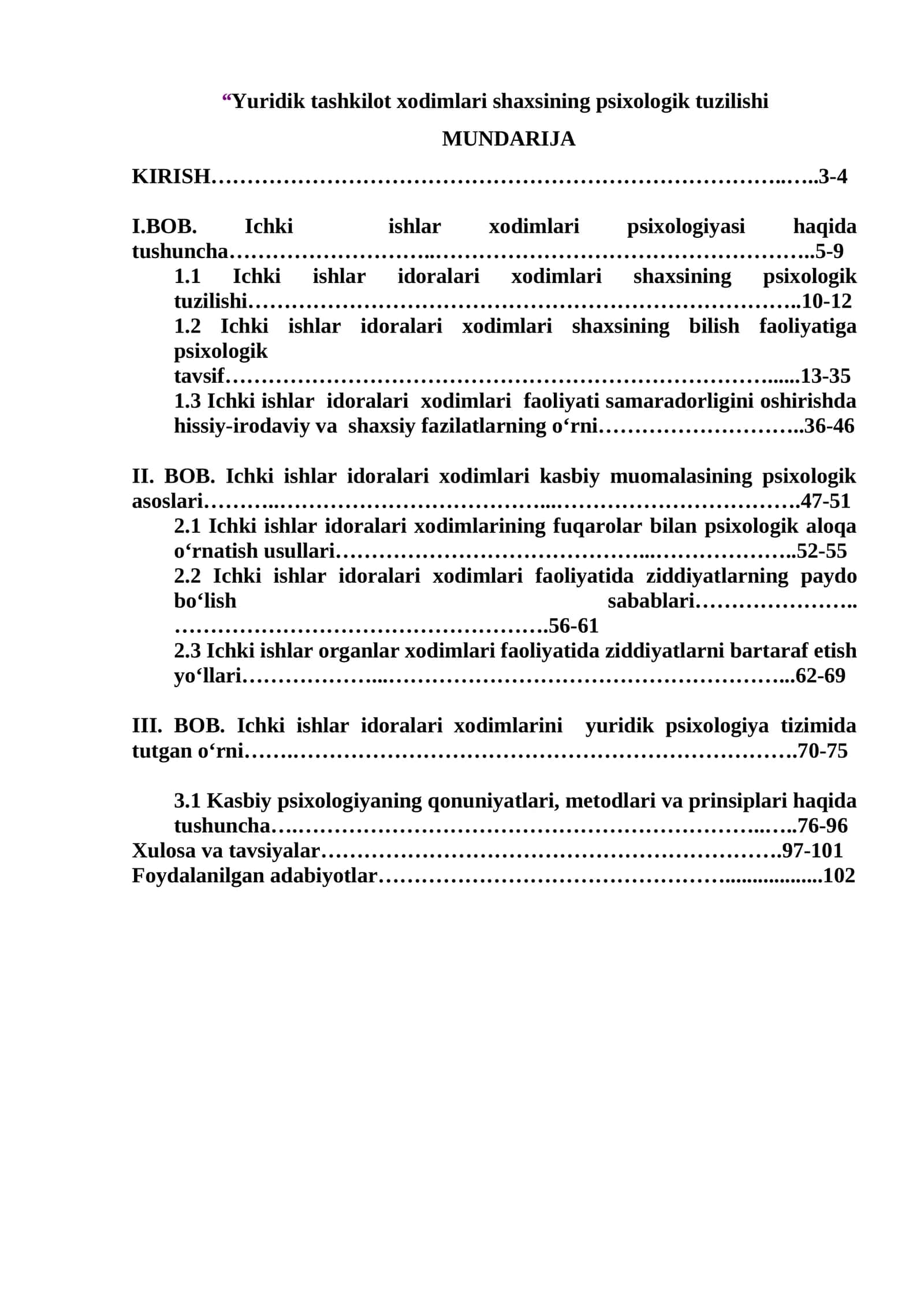 Yuridik tashkilot xodimlari shaxsining psixologik tuzilishi