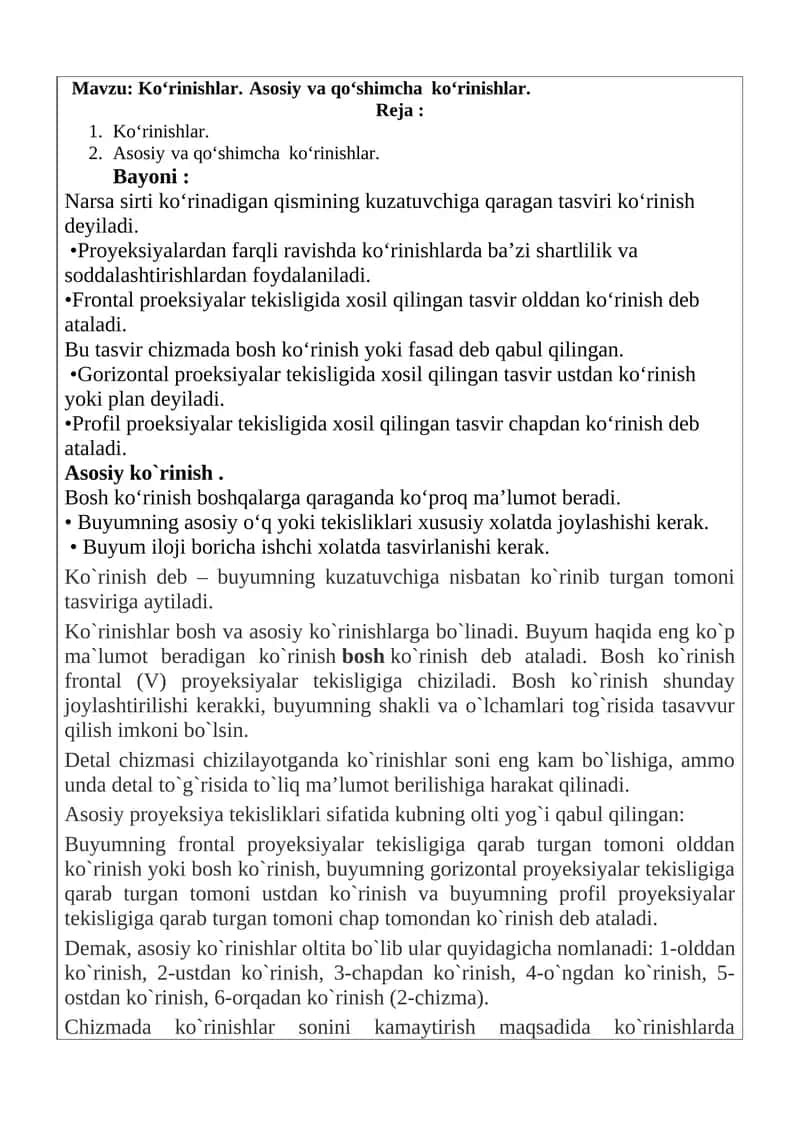 Ko‘rinishlar va Tasvirlar