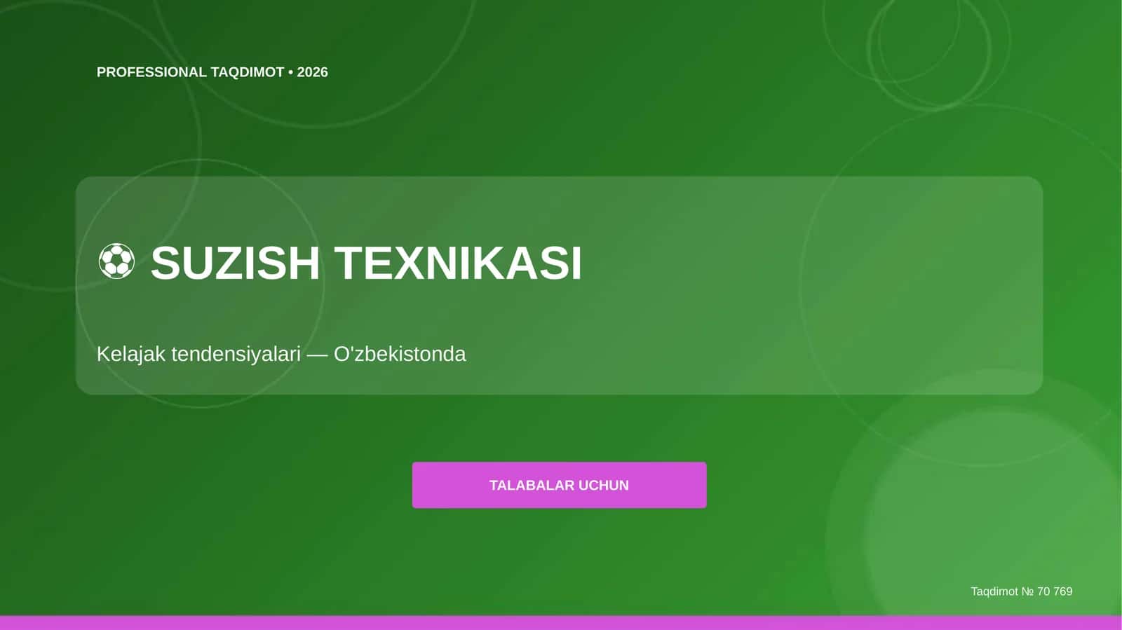 Suzish texnikasi: kelajak tendensiyalari (O'zbekistonda)