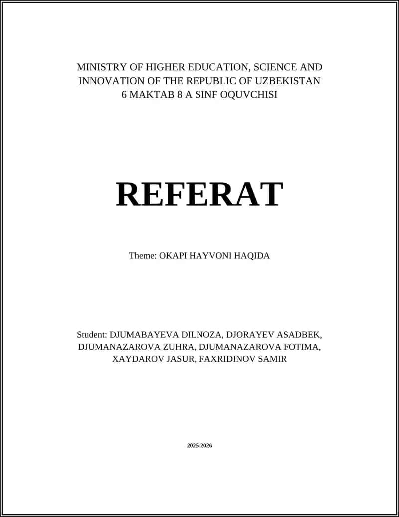 OKAPI HAYVONI HAQIDA