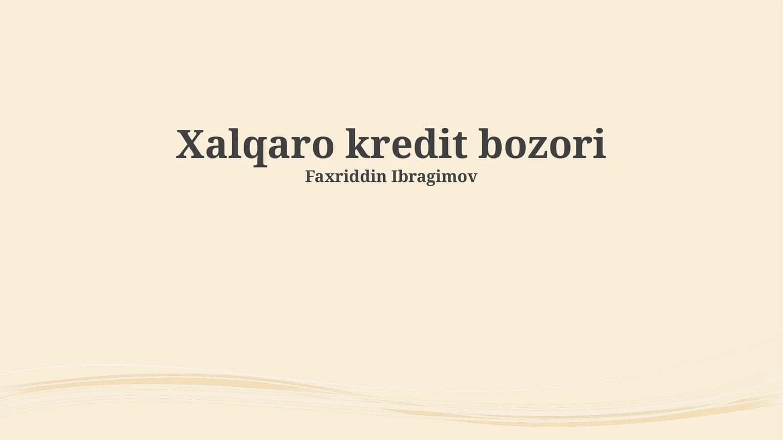 Xalqaro kredit bozori