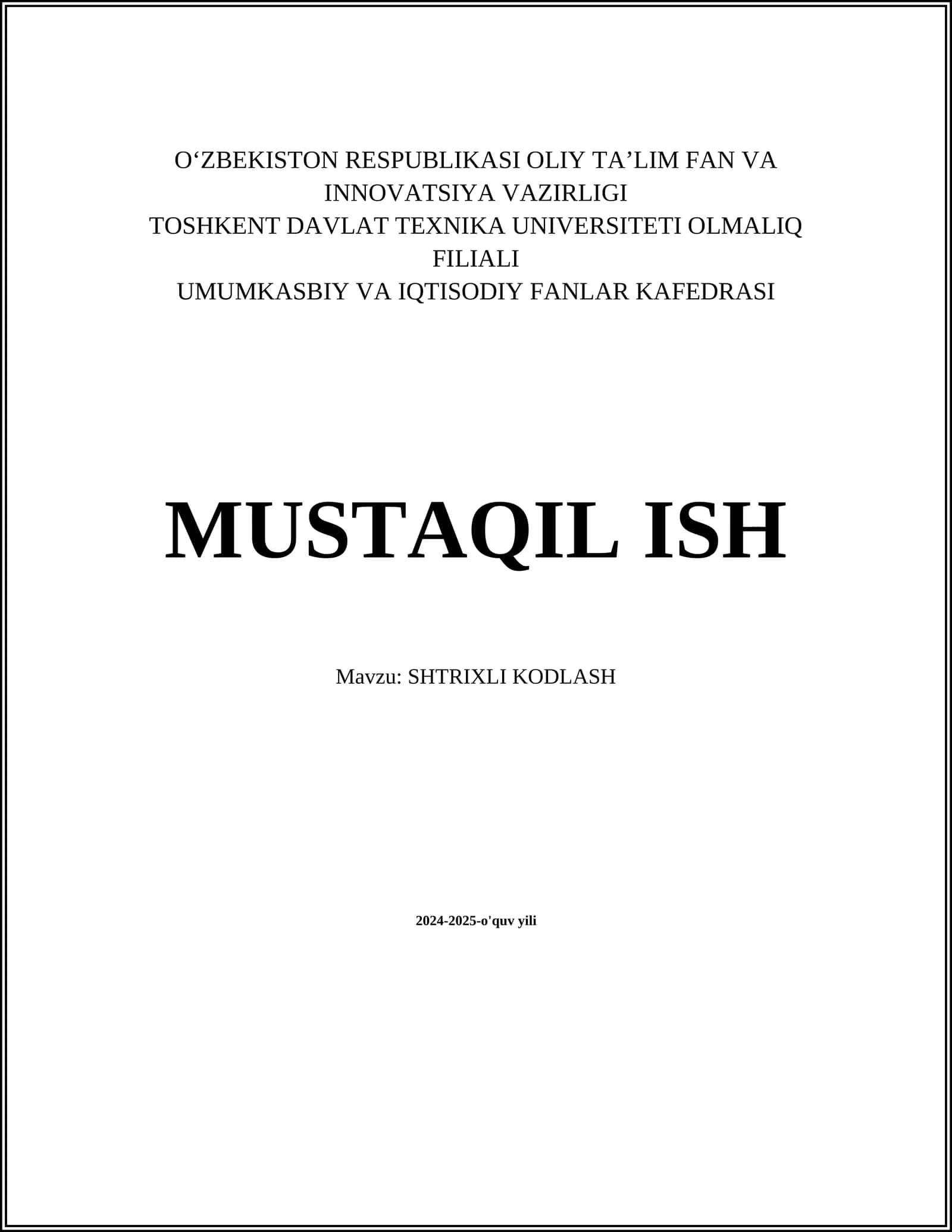SHTRIXLI KODLASH