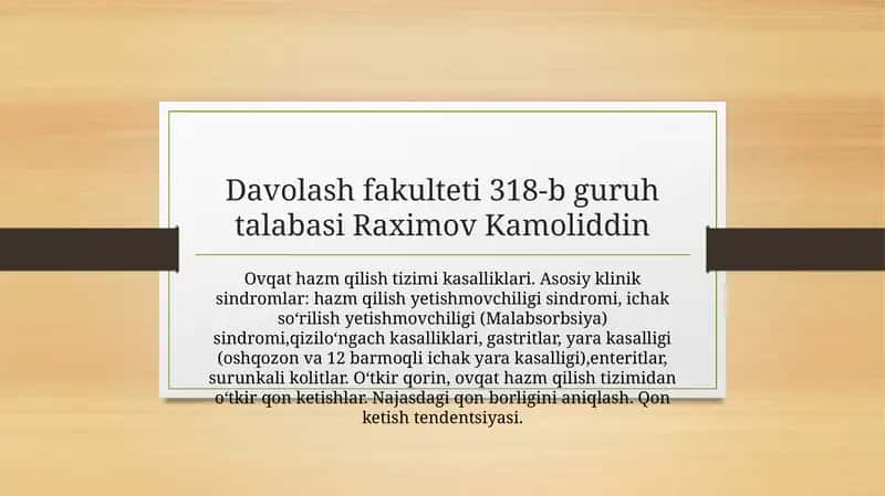 Ovqat hazm qilish sistemasi kasalliklari