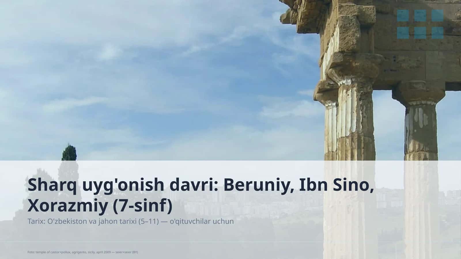 Sharq uyg'onish davri: Beruniy, Ibn Sino, Xorazmiy (7-sinf)