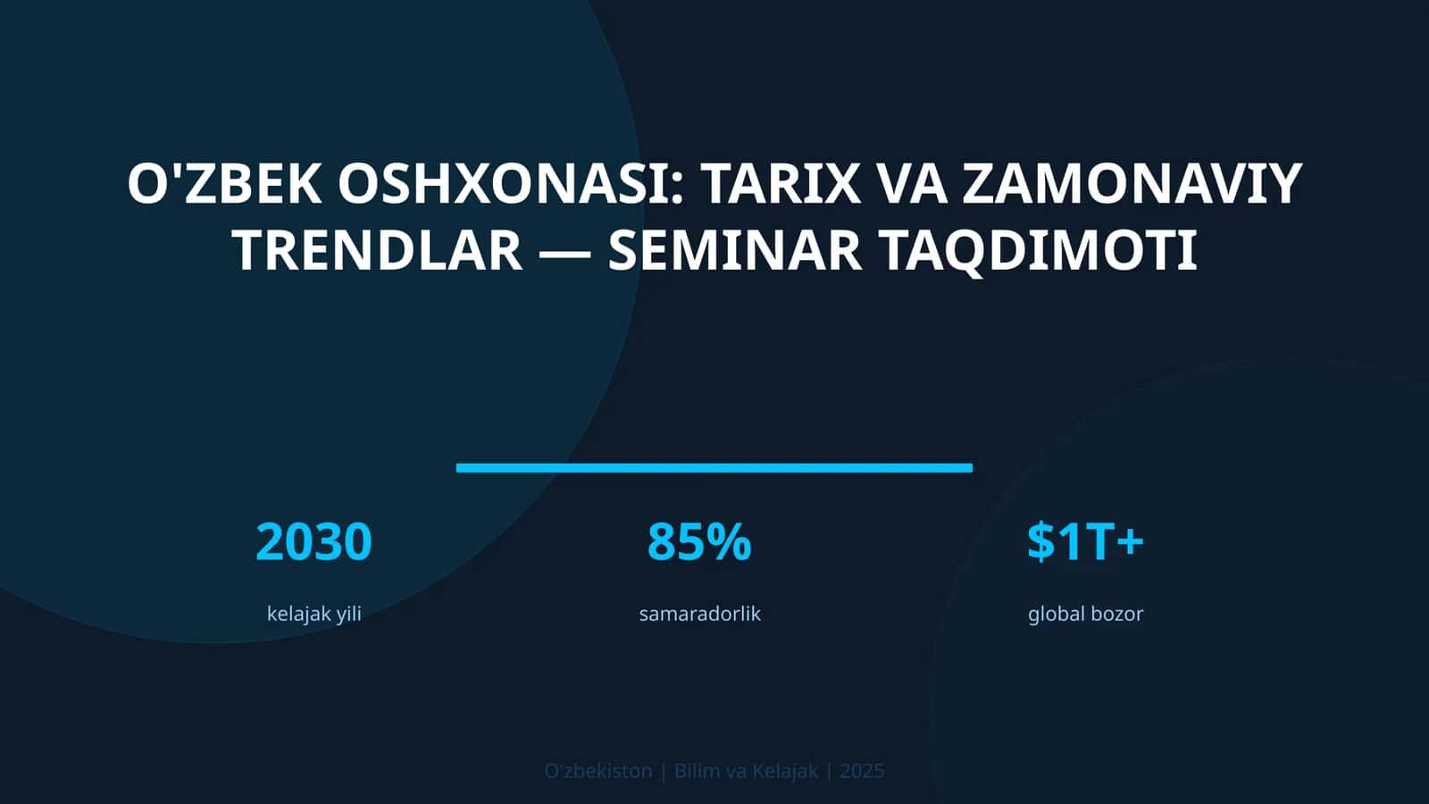 O'ZBEK OSHXONASI: TARIX VA ZAMONAVIY TRENDLAR — SEMINAR TAQDIMOTI