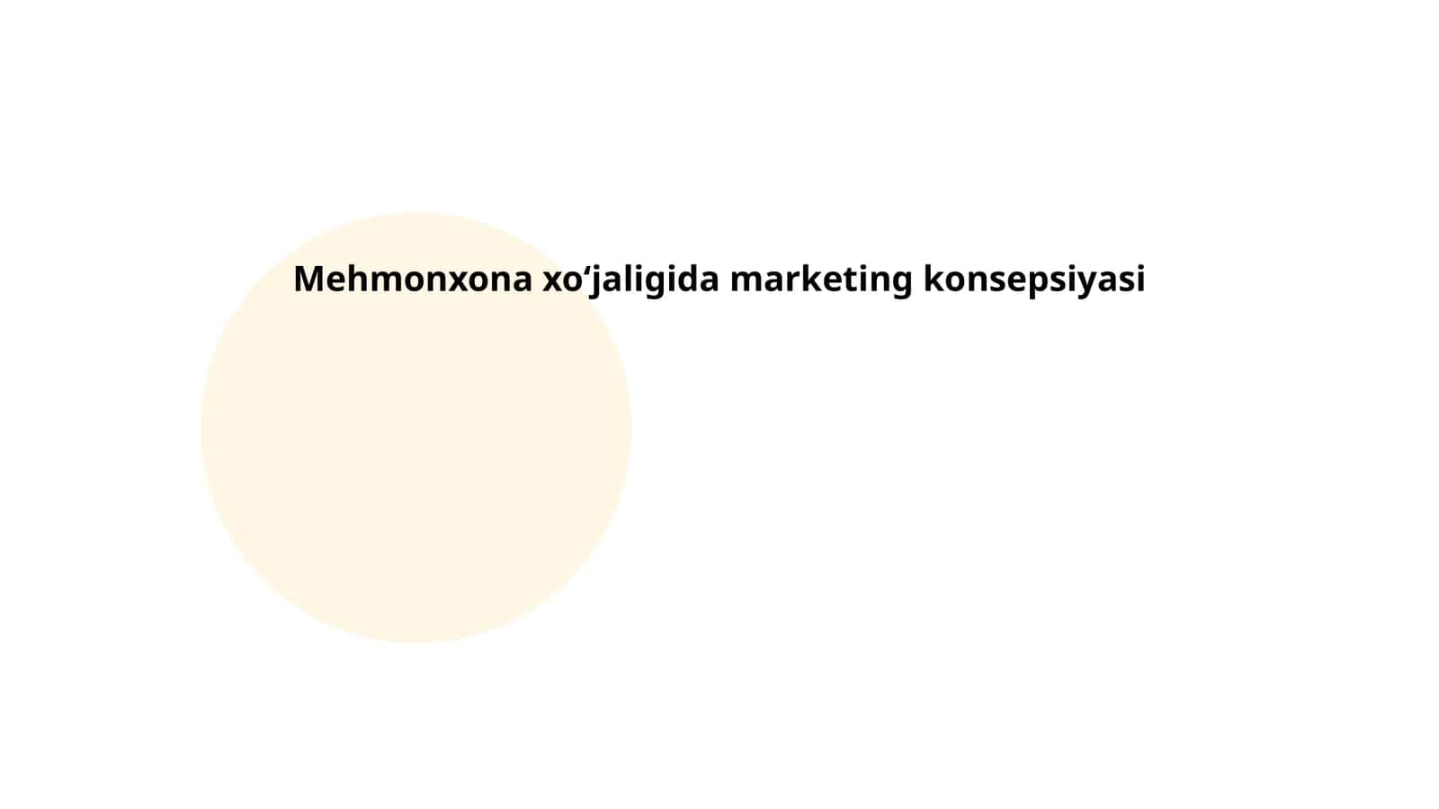 Mehmonxona xoʻjaligida marketing konsepsiyasi