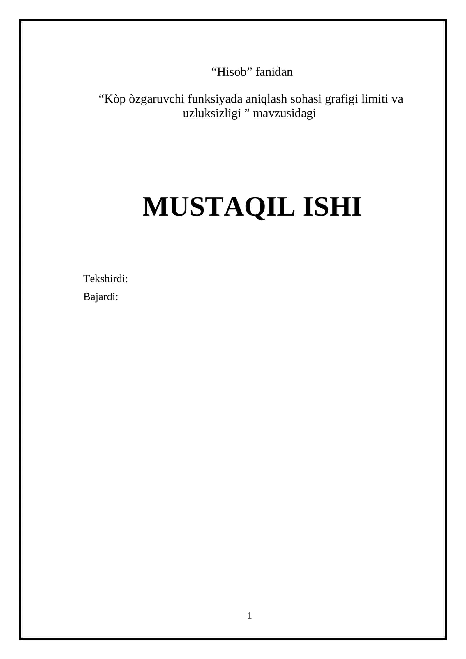 Kòp òzgaruvchi funksiyada aniqlash sohasi grafigi limiti va uzluksizligi