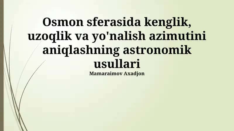 Azimutni aniqlash usullari
