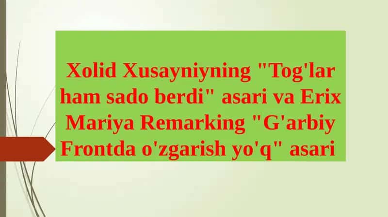 Xolid Husayniy VA Remark asarlari taxlili
