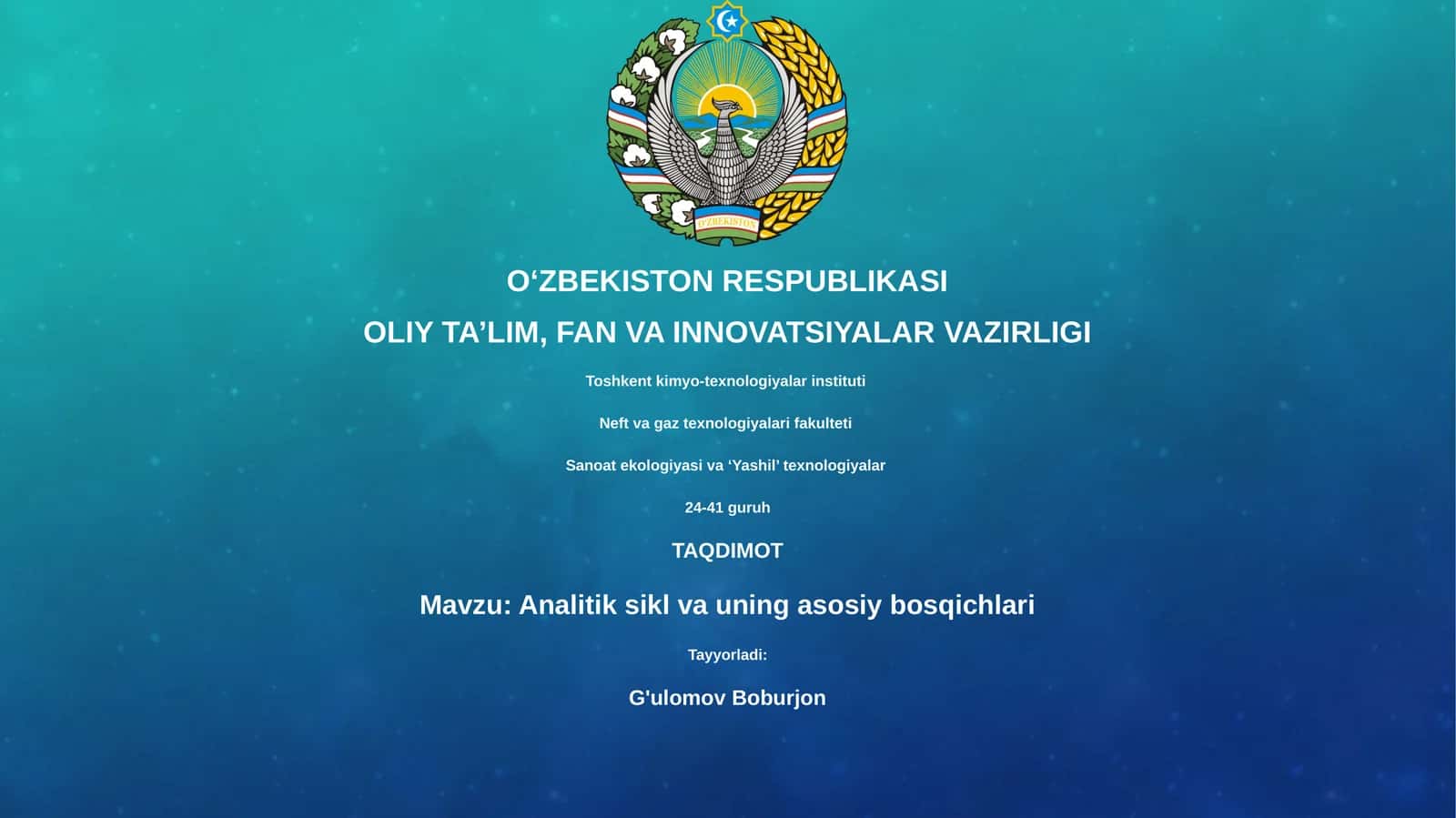 Analitik sikl va uning asosiy bosqichlari