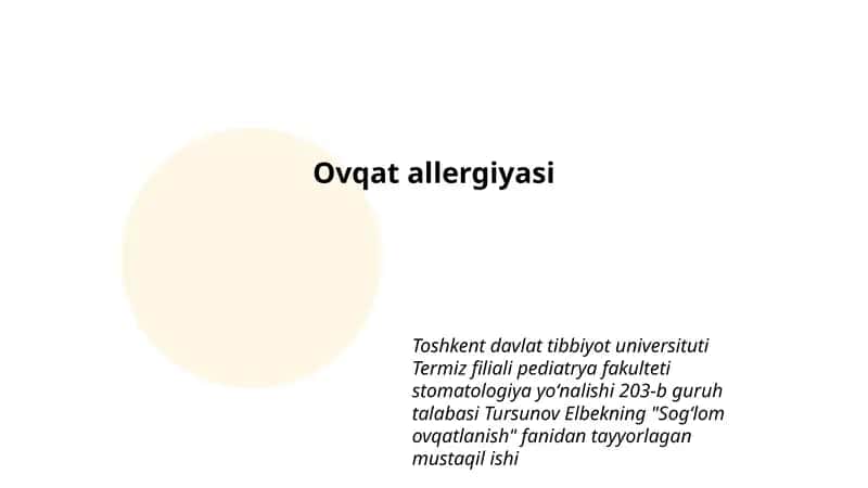 Ovqat allergiyasi