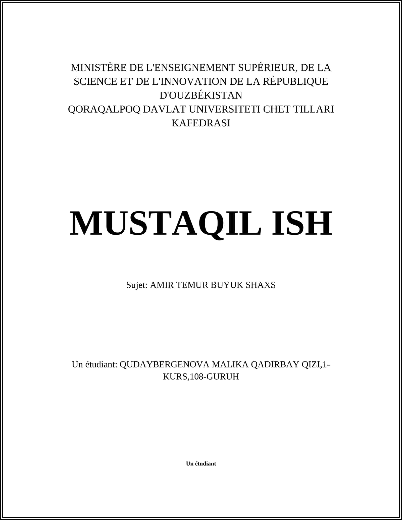 AMIR TEMUR BUYUK SHAXS