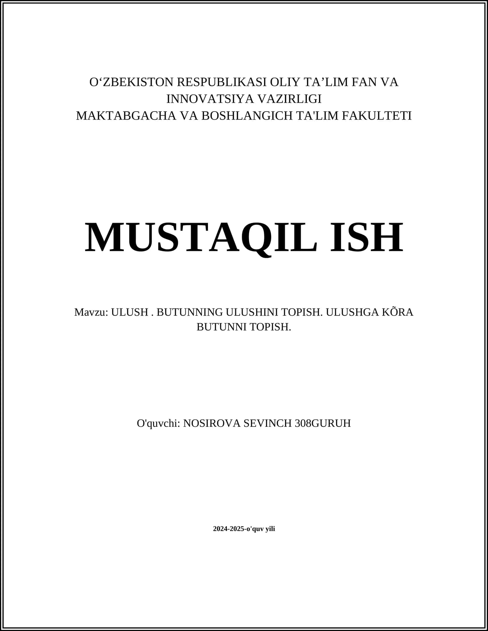 Ulushni aniqlash usullari