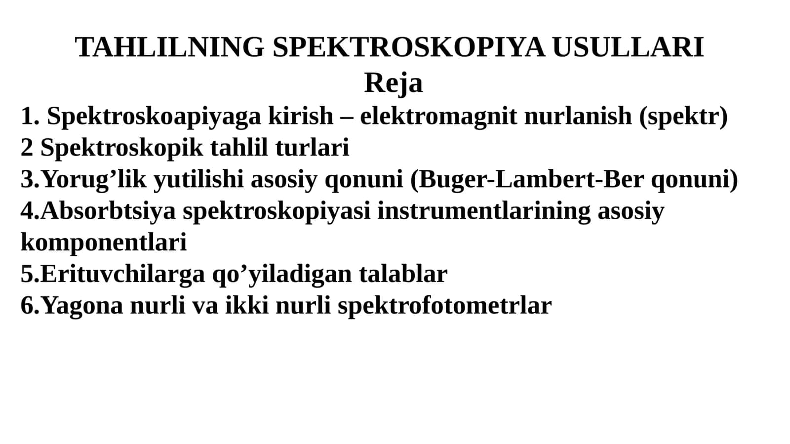 TAHLILNING SPEKTROSKOPIYA USULLARI
