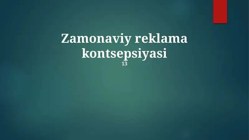 Zamonaviy reklama kontsepsiyasi