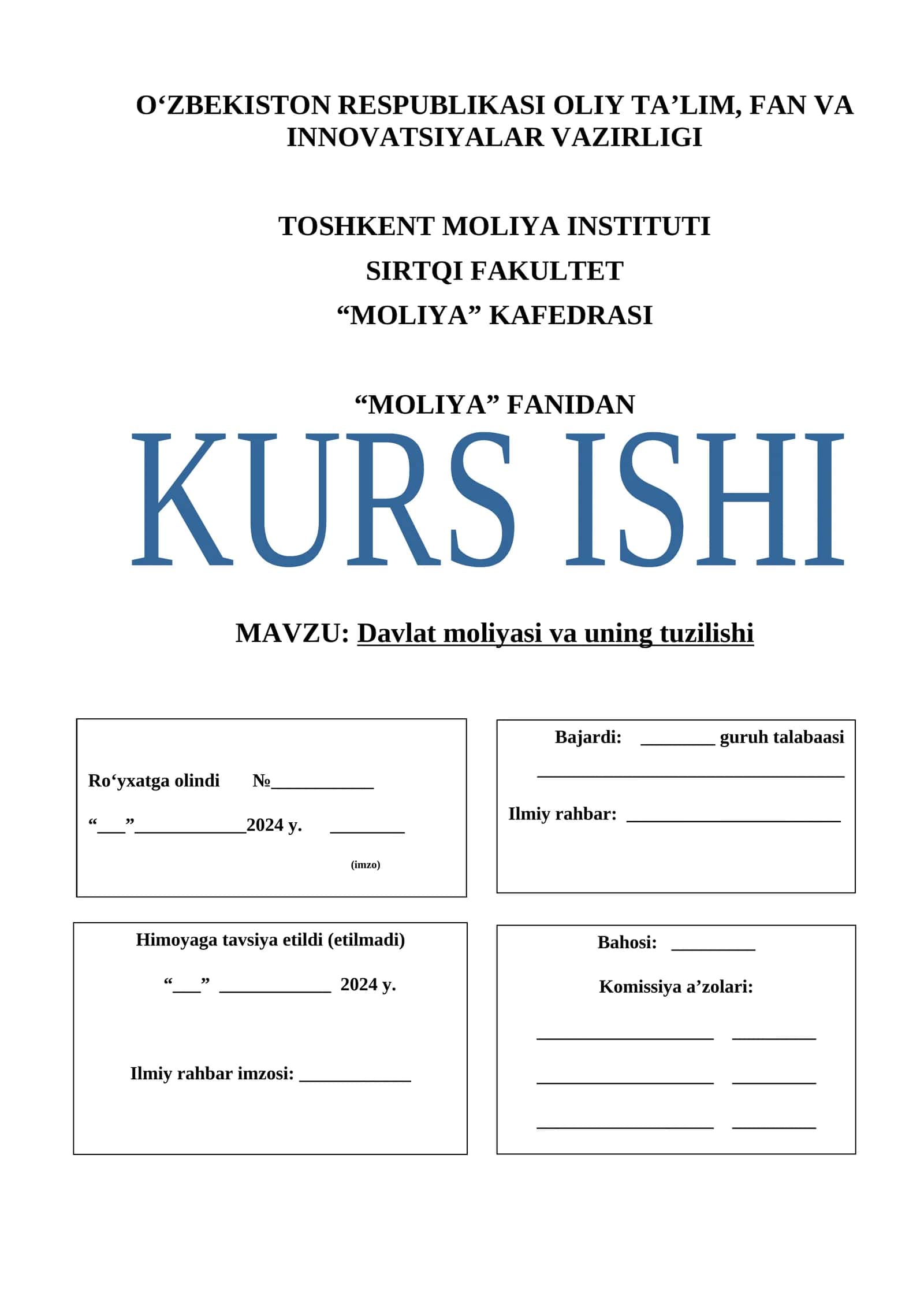Davlat moliyasi va uning tuzilishi