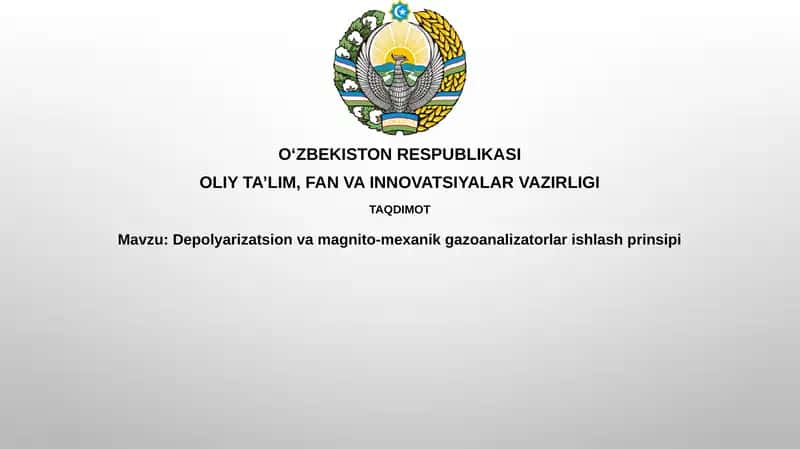 Depolyarizatsion va magnito-mexanik gazo analizatorlari
