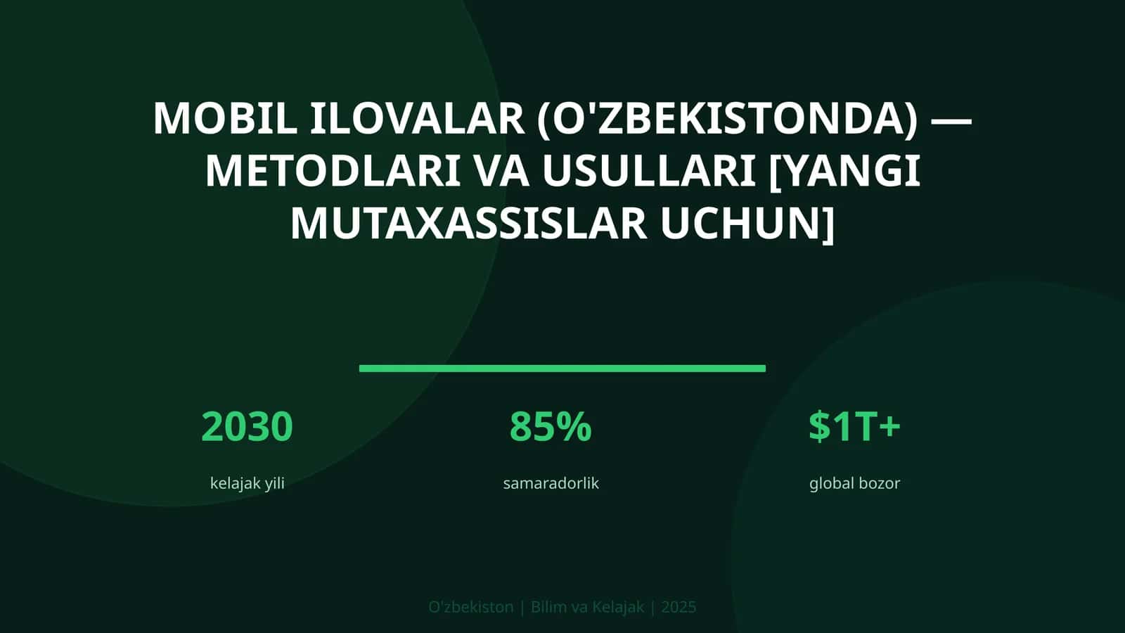 Mobil Ilovalar (O'zbekistonda) — Metodlari va Usullari [Yangi Mutaxassislar Uchun]