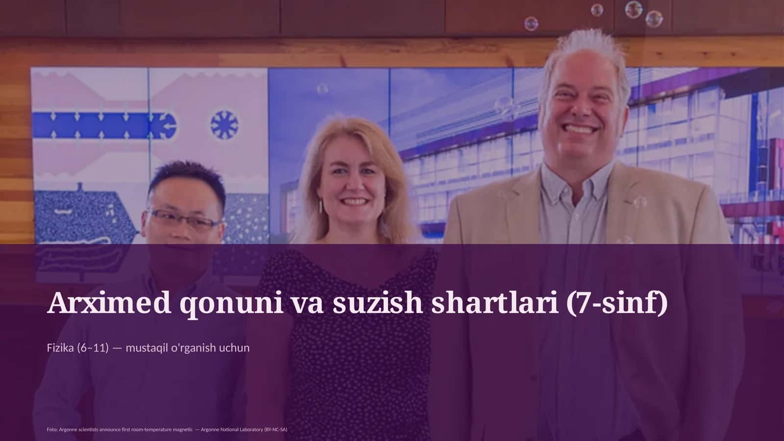 Arximed qonuni va suzish shartlari (7-sinf)