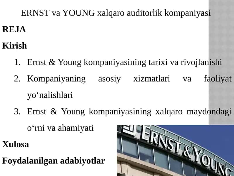 ERNSTvaYOUNGxalqaroauditorlikkompaniyasi