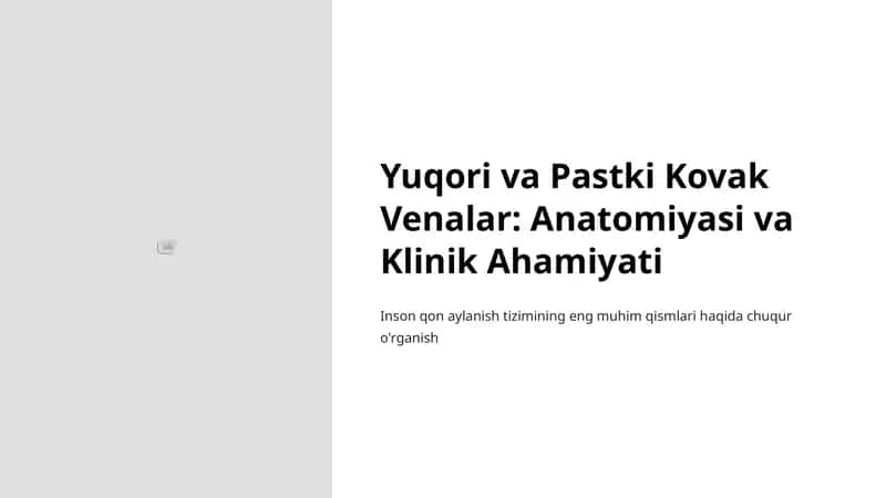 Yuqori va Pastki Kovak Venalar: Anatomiyasi va Klinik Ahamiyati