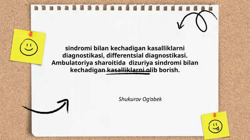 Sindromi bilan kechadigan kasalliklarni diagnostikasi