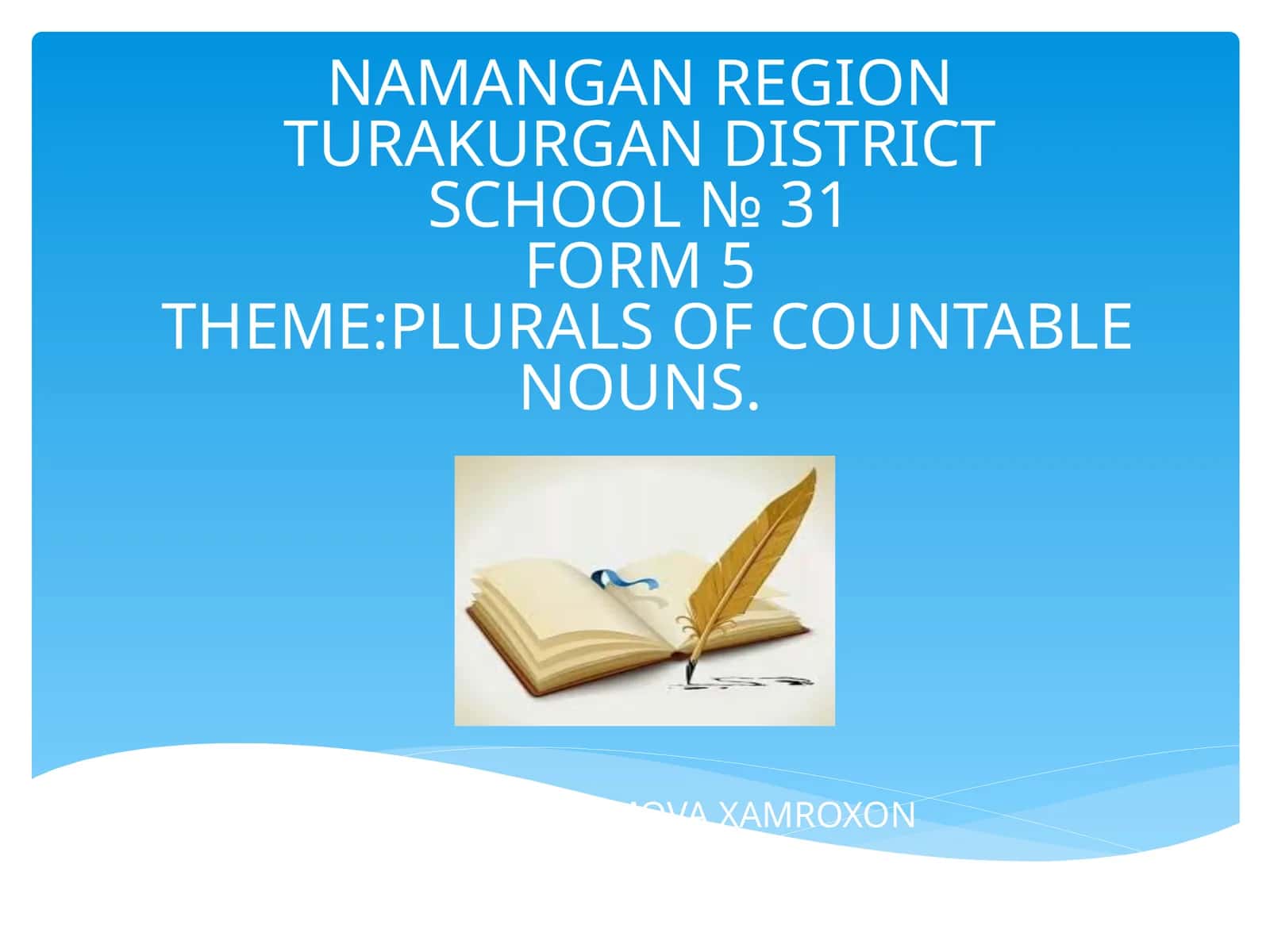 PLURALS OF COUNTABLE NOUNS
