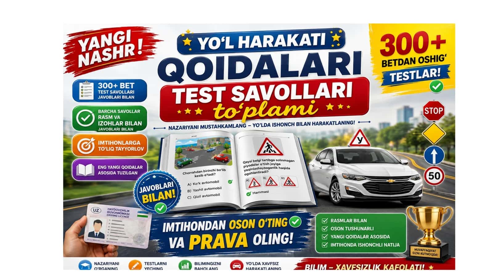 Yo‘l harakati qoidalari test savollari to‘plami